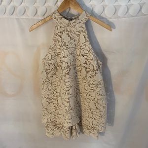 Judith March White Ivory Lace Romper. Size Small G25011